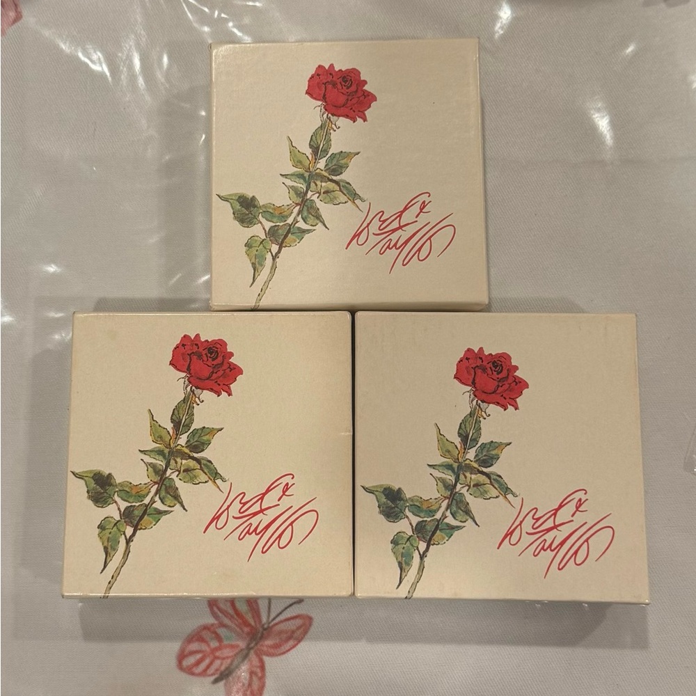 Lord & Taylor Red Rose Square Jewelry Gift Box with Cotton Insert lot of 3